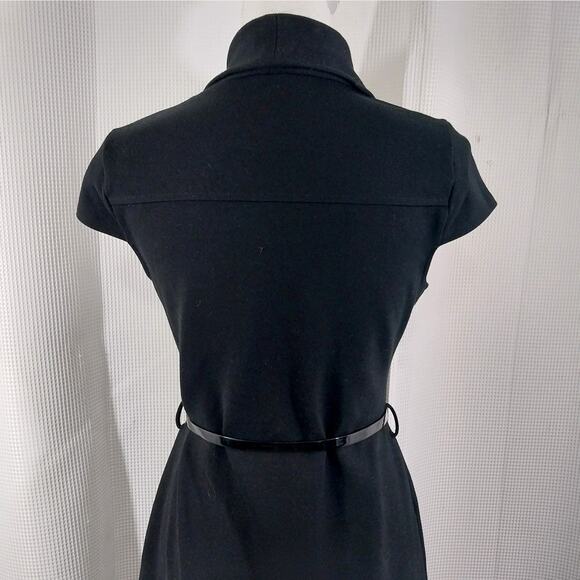 BANANA REPUBLIC! BLACK HEAVIER WEIGHT STRETCH, BELTED WAIST DRESS! SZ S - Picture 6 of 11